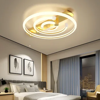 

VEIHAO Golden round modern ceiling Chandelier for small living room bedroom study kitchen LED chandeliers Home Fixtures