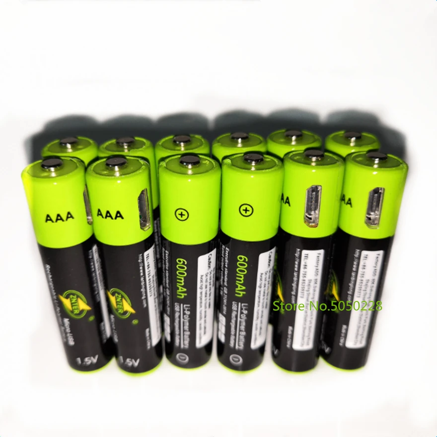 

12pcs/lot ZNTER 1.5V AAA rechargeable battery 600mAh USB rechargeable lithium polymer battery fast charging via Micro USB cable