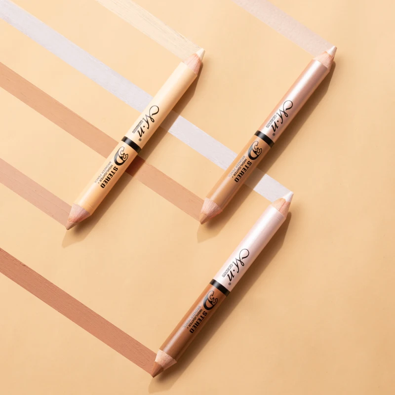 2 Color Double Head Shading Highlighter Pencil Face Makeup Concealer Waterproof Contour Repair Bronzer Brighten wooden Pen TSLM1