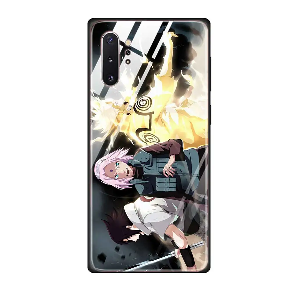 Чехол для телефона из закаленного стекла для Samsung Galaxy S10 S10E S9 S8 Note 9 10 105G Plus A50 A30 TPU Мягкий край чехол аниме Наруто - Цвет: T09