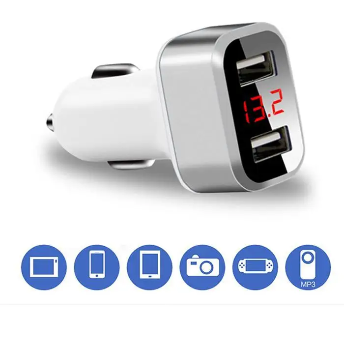 Автомобильное USB зарядное устройство Быстрая зарядка светодиодный дисплей для