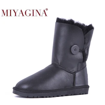 

Fashion Men's Snow Boots Genuine Sheepskin Leather Male Winter Boots 100% Natural Fur Warm Wool Boots Plus Size Men Shoes