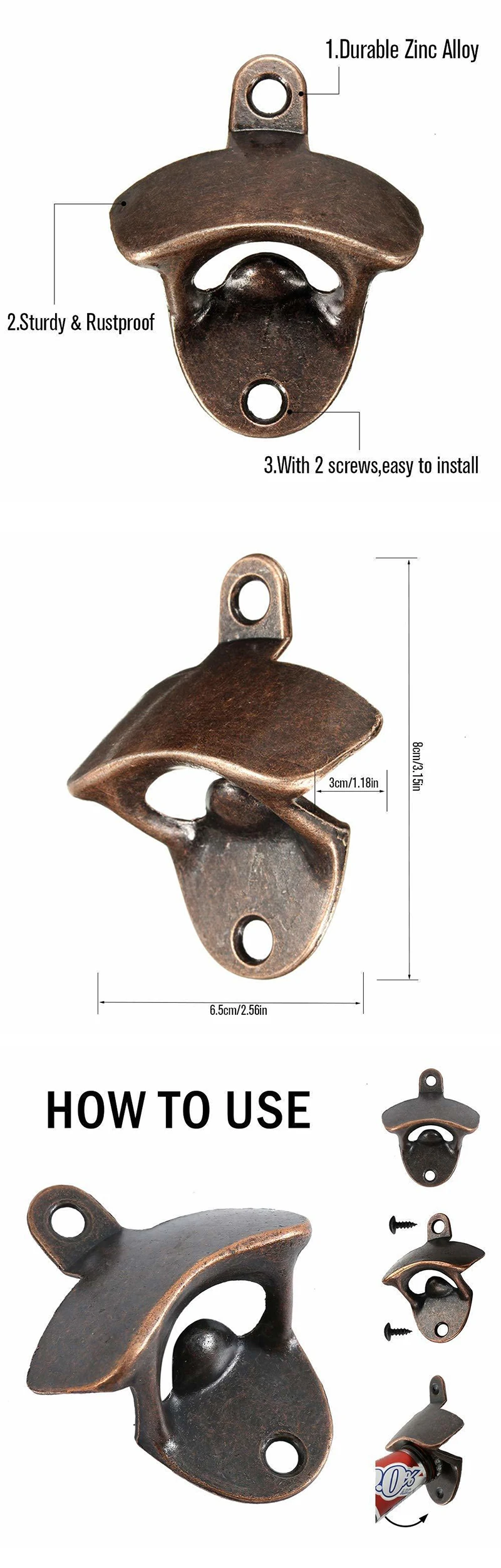 Vintage Bottle Opener Wall Mounted Wine Beer Opener Tools Bar Drinking Accessories Home Decor Kitchen Party Supplies