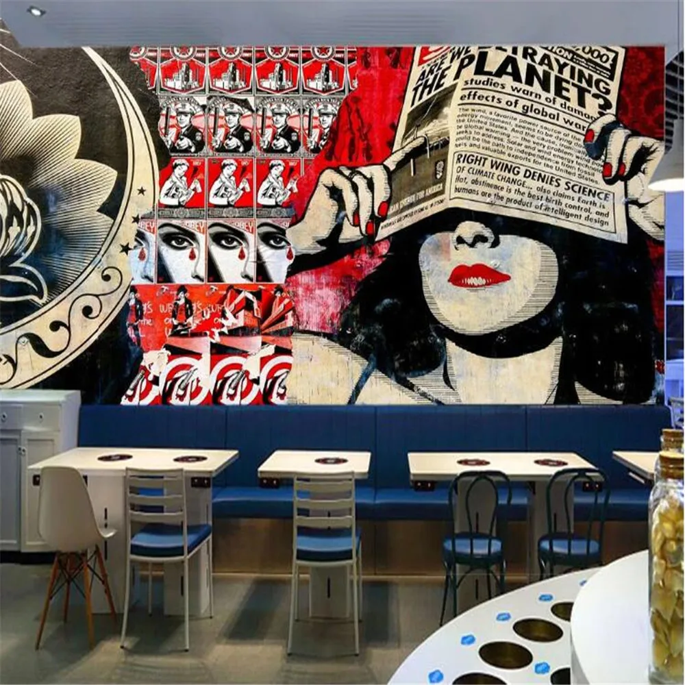 

Milofi Fashion Woman European KTV Cafe Background Picture Mural Wallpaper
