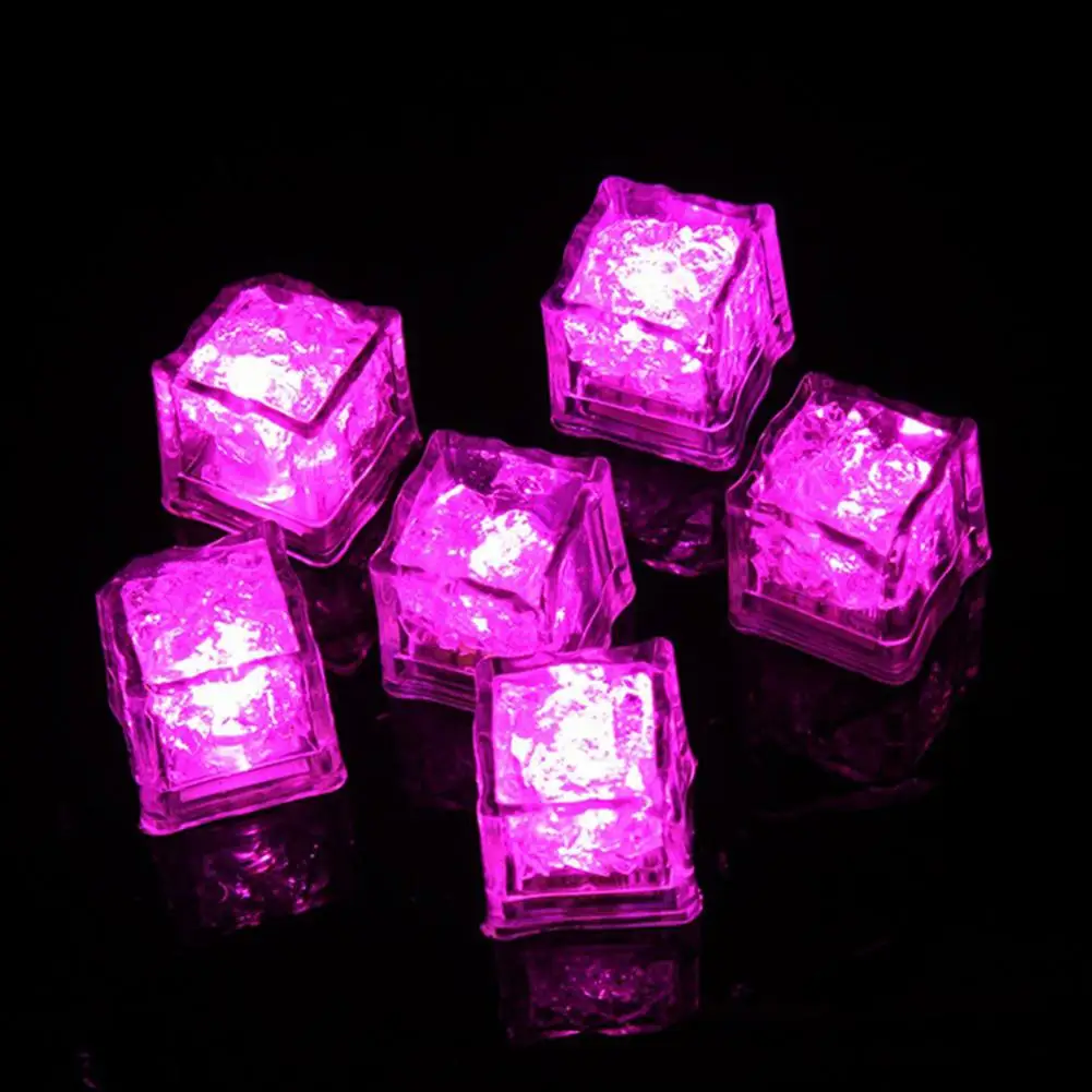 Pink 12 шт. DIY светодиодный свет кубики льда красочные вспышки света Свадебные праздничные вечерние декоративные светящиеся кубики льда - Цвет: Pink