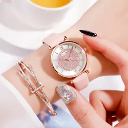 Многоугольный циферблат дизайн для женщин часы Роскошные модные платья Кварцевые часы Ulzzang популярный бренд белый наручные часы с кожаным