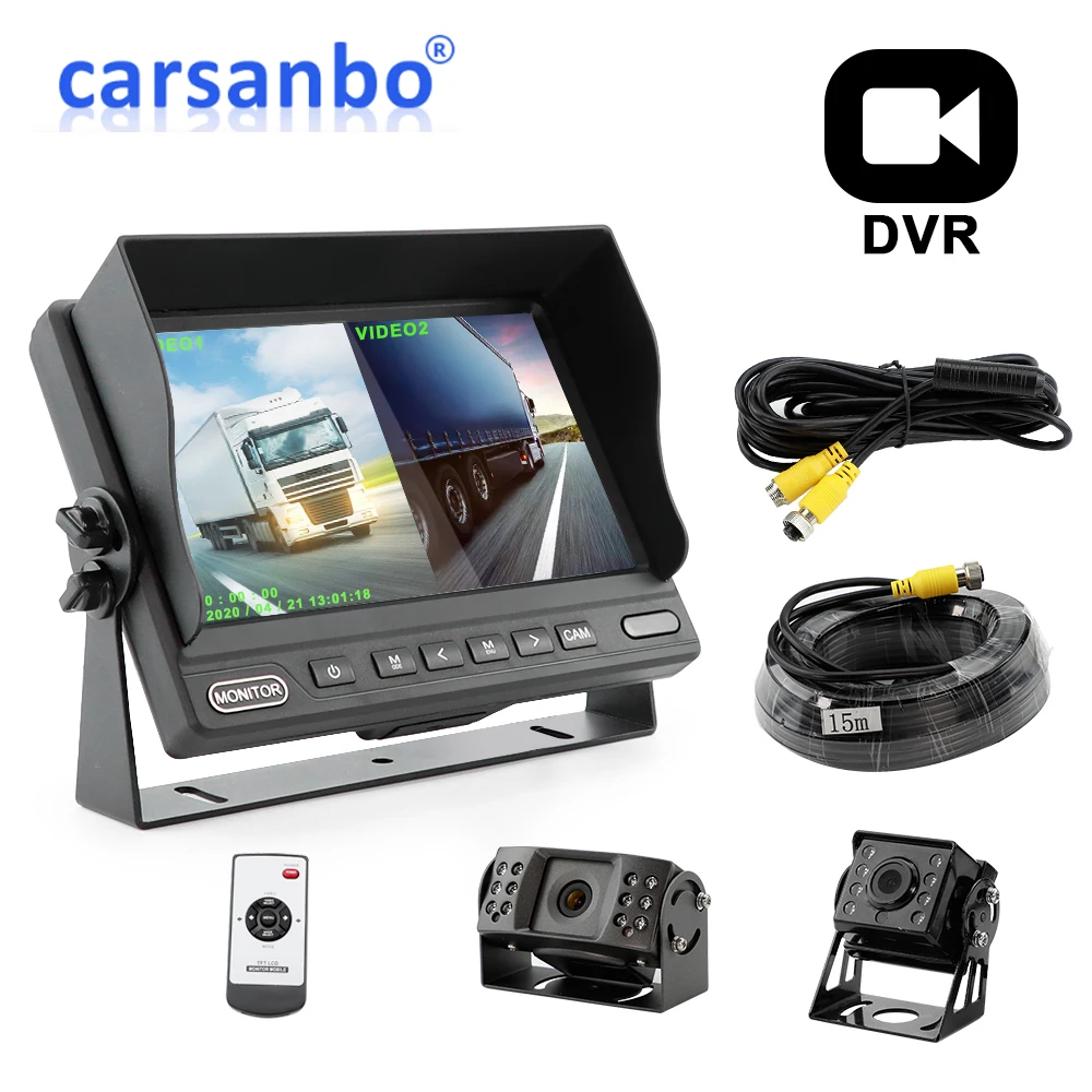 7inch U bracket monitor 1024*600 IPS with 2CH recorder(Front 1080P .Rear 720P )7 inch Vehicle Reverse Monitor For Bus Car | Автомобили и