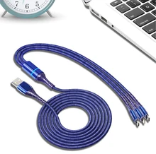 1.2M Data cables 3 In 1 Phone cable with LED indicator USB cables splitter for HUAWEI XIAOMI VIVO APPLE cell phones