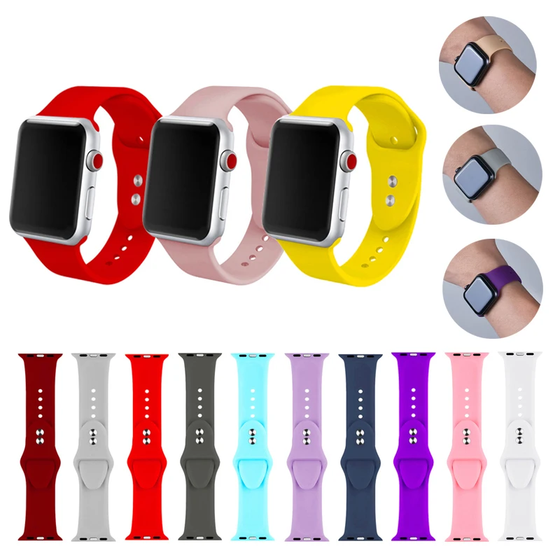 Силиконовые Мягкие Ремешки для часов Apple Watch 38 мм 40 42 44 Браслет спортивный