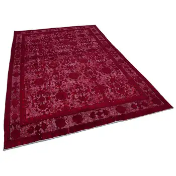 

208x303 Cm Red Handmade Over Dyed Rug-7x10 Ft