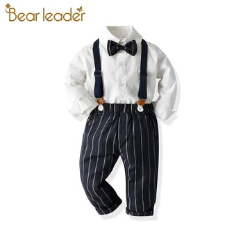 

Bear Leader Kids Clothing Sets New Autumn Kids Bowtie Striped Suspender Clothes Suits Baby Casual Suits Fashion Party Costumes