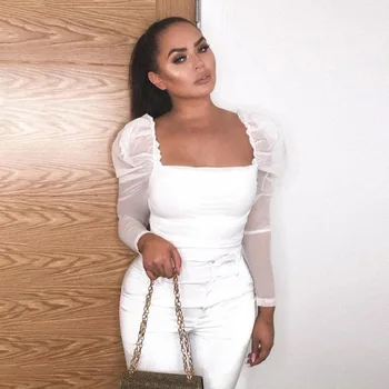 

European Hot Bodycan Woman Bodysuits Solid Long Sleeve Fashion Jumper Body Suit Bodycon Jumpsuit Overalls