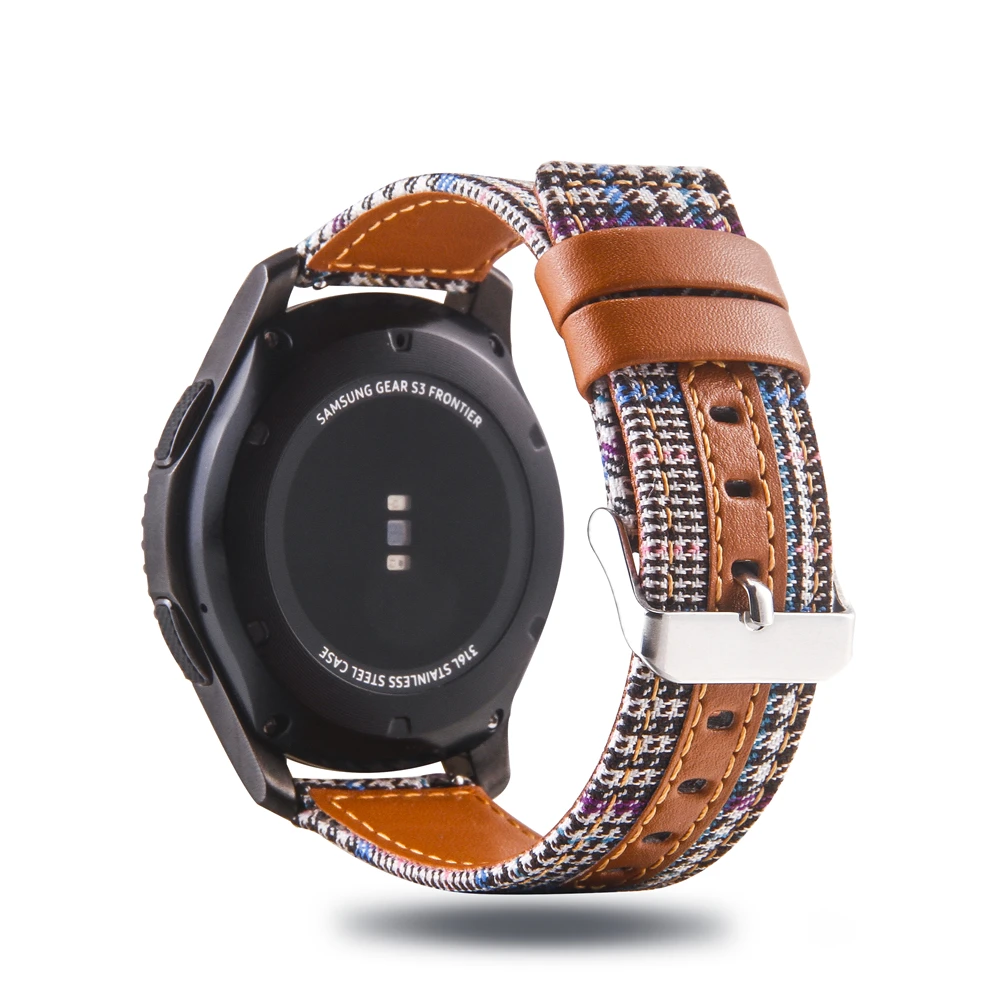 20 мм 22 мм холщовый ремешок для часов Galaxy Watch 46 мм нейлоновый кожаный быстросъемный ремешок для часов Galaxy Watch Active gear S3 полосы