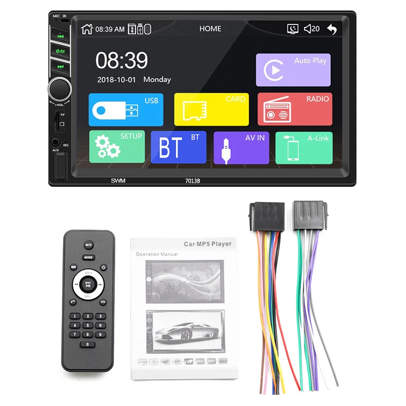 Автомагнитола 2 din автомагнитола " HD Авторадио мультимедийный плеер 2DIN сенсорный экран Авто аудио стерео MP5 Bluetooth Carplay 7013B - Цвет: Car radio only