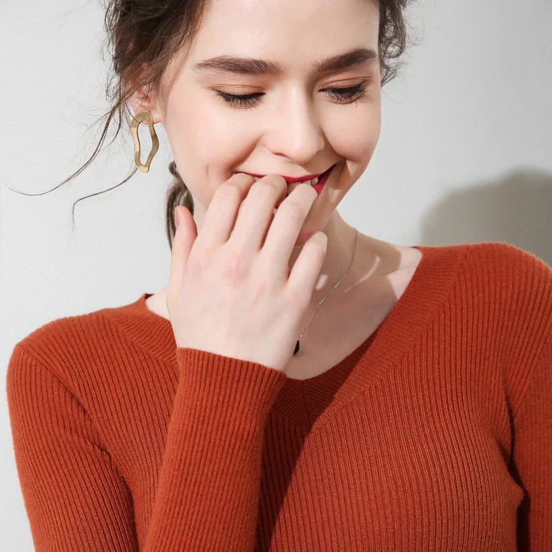 Женский трикотажный пуловер однотонный кашемировый шерстяной свитер с