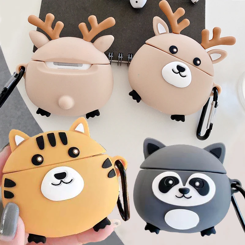 Чехол для наушников Airpods 1 2 3D с милым рисунком лося оленя енота Apple 2|Аксессуары