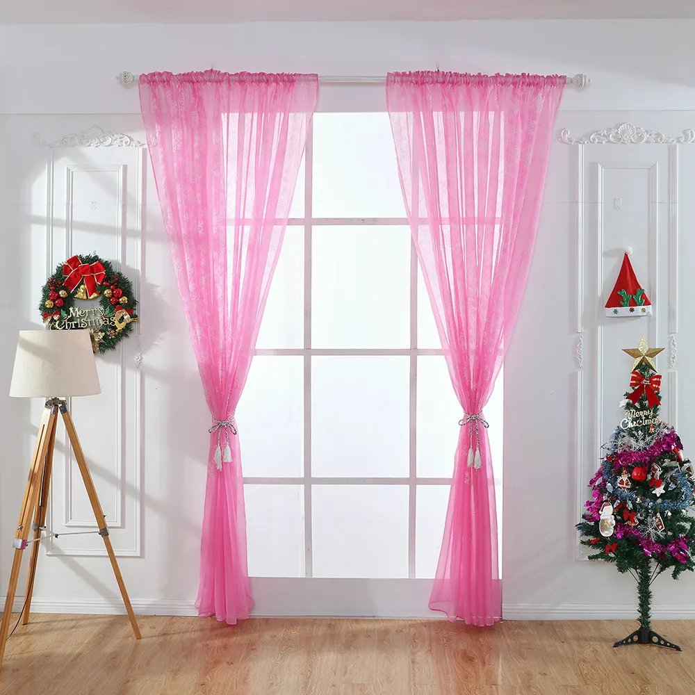1 шт. рождественские занавески со снежинками, Тюлевое украшение на окно, элегантная романтическая занавеска для дома 110x250 см, 11 цветов на выбор