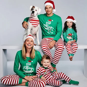 

2020 New Christmas Parents and Children's Set Printed Household Clothes Soft Fabric Babies Pajamas Parent-Child Home Wear