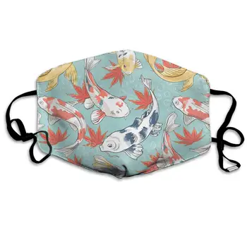 

Colorful Fish And Leaves Washable Reusable Mask, Cotton Anti Dust Half Face Mouth Mask For Kids Teens Men Women With