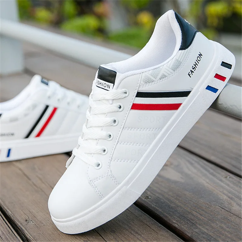 $15.53 Spring Summer Men Shoes Lace Up Pu Leather Men Sneakers Men Flats Walking Shoes For Male Casua