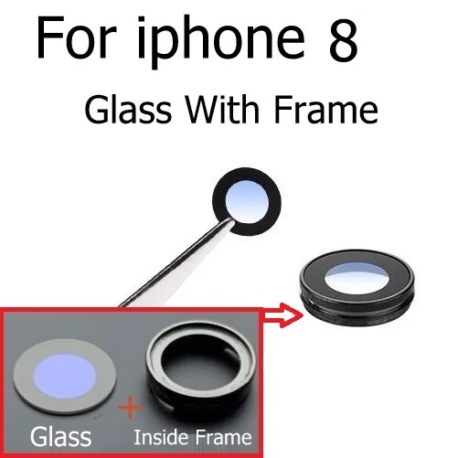 Задняя камера стеклянная крышка объектива Рамка держатель для iPhone 7 8 Plus 7p 8 p Основная камера стеклянный объектив+ рамка запасные части - Цвет: For i8 inside Frame