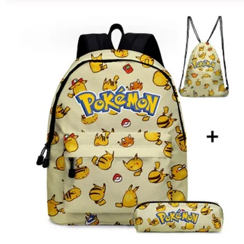 

Anime Pikachu 3D Printing Backpack For Boys&Girls Cartoon Kids School 3pcs/Set Daypack Casual Mochila Rugzak