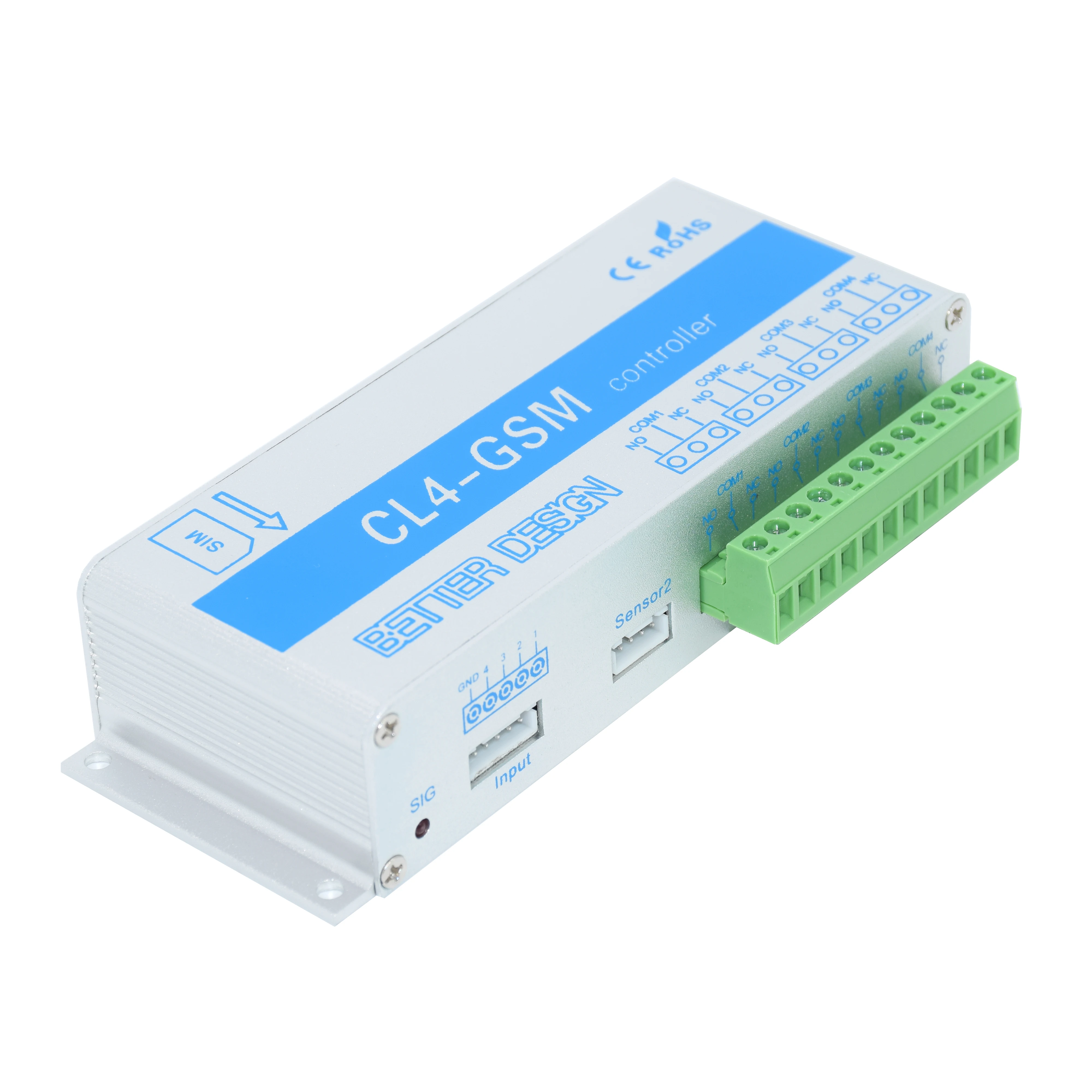 GSM SMS Remote Switch Controller 4 Channel Relay Output For Temperature Humidity Monitor Alarm Water Boiler Heating