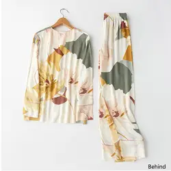 Модные элегантные женские пижамы из 2 предметов, сатиновая хлопковая повседневная женская пижама с v-образным вырезом, комплекты с