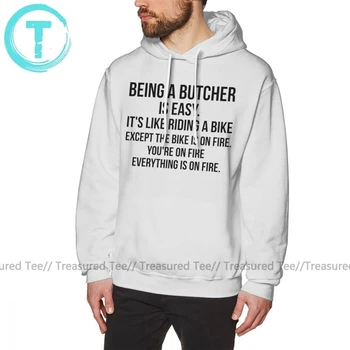 

Butcher Hoodie Being A Butcher Is Easy Hoodies Male XXX Pullover Hoodie Cool Streetwear Cotton Long Sleeve Blue Winter Hoodies