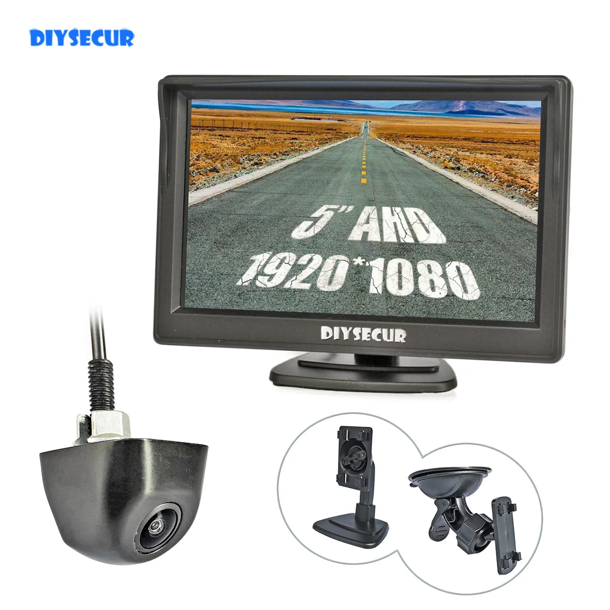 DIYSECUR 5" AHD Backup Car Monitor 1920*1080P HD 170 Degree