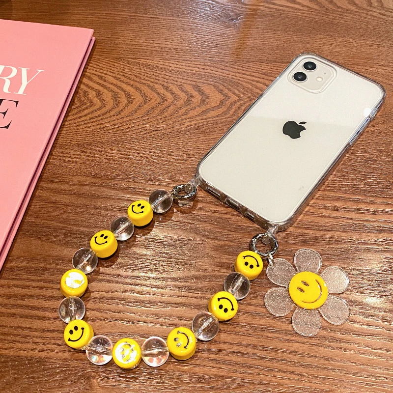 Korea Smile Bead Sun Flower Bracelet Phone Case For iPhone 11 12 Mini Pro Max X XS XR 7 8 Plus SE 2020 Chain Shockproof Cover | Мобильные