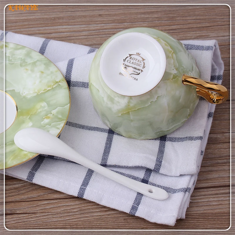 1 комплект мраморный узор костяной фарфор кофейные чашки блюдце набор модная