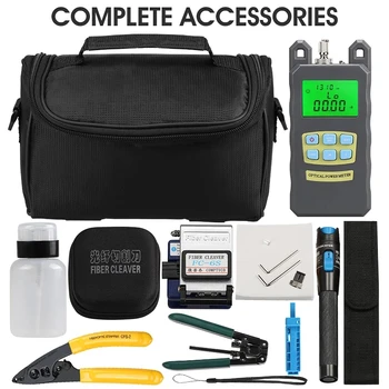 Buy 15pcs/set FTTH Fiber Optic Tool Kit With Fiber Cleaver -70~+10dBm Optical Power Meter Visual Fault Locator 5km