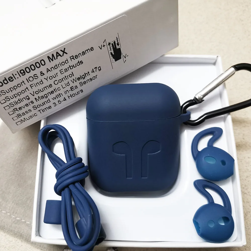 WhiteBluecase I90000 MAX Tws Air 2 gps беспроводной Bluetooth наушники i90000MAX наушники регулятор громкости супер бас PK i50000 i5000 i9000TWS - Цвет: WhiteBluecase
