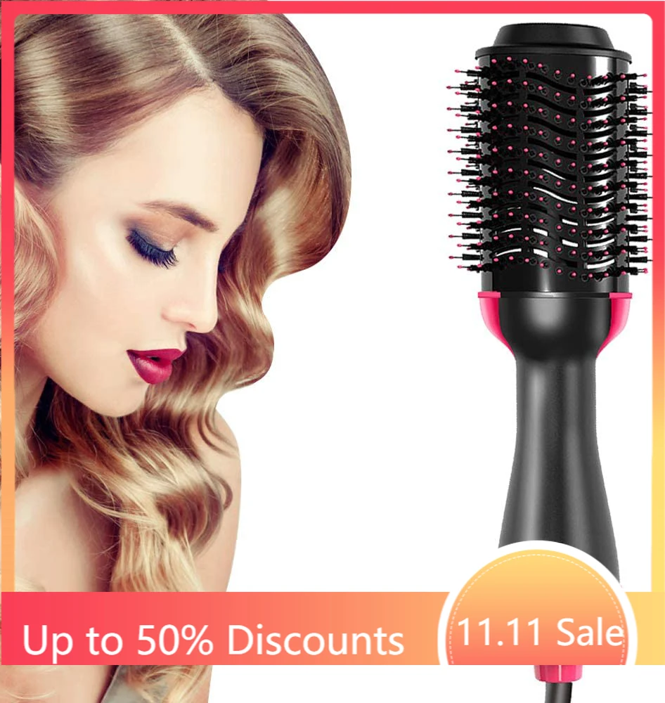 

3 IN 1 One Step Hair Dryer And Volumizer Hot Air Brush Negative Ion Hair Straightener Brush Frizz-Free Electric Blow Dryer