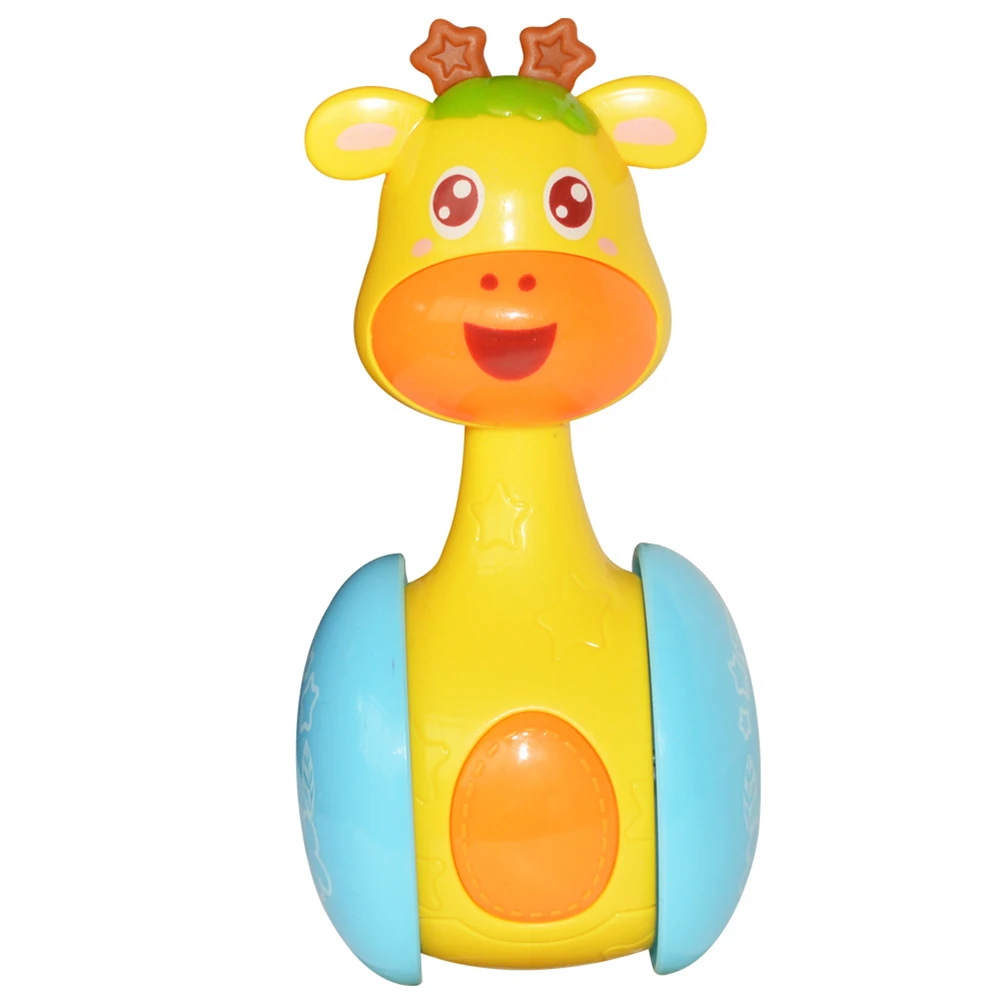 discounted  Newborn Baby Tumbler Toy Cute Cartoon Deer Rattles Tumbler Doll Toy Bell Music Learning Education B