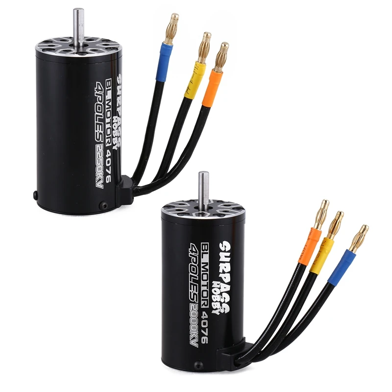 

SURPASS HOBBY 2 Pcs Sensorless Brushless Motor for 1/8 RC Truck Car Parts , 4076 2250KV 4 Poles & 4076 2000KV 135A 4P