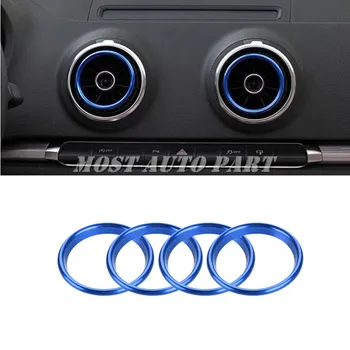 

Interior Console Air Vent Outlet Ring Cover 4pcs For Audi Q2 GA 2016-2020 Blue/Silver/Red