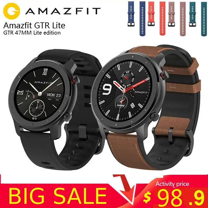 Versión Global Amazfit GTR actualizado GTR Lite 47MM reloj inteligente 5ATM  resistente al agua Smartwatch 24 días batería Control de música smartwatch|Relojes  inteligentes| - AliExpress