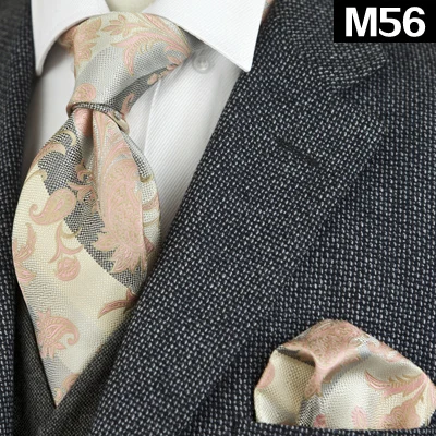M56 Распродажа, набор галстуков с цветочным рисунком, желтый, синий, розовый, красный, мужские галстуки Hanky, шелк, жаккард, тканые галстуки, карманные квадратные Галстуки - Цвет: M56