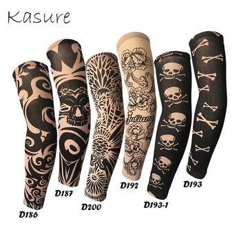 

Kasure 1pc Printed Arm Sleeves Fake Tattoo Unisex Arm UV Protection Outdoor Cycling Hip Hop Punk Slip On Tattoo Sunscreen Cuff