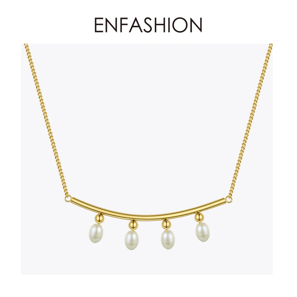 ENFASHION жемчужное ожерелье-чокер для женщин золотого цвета из нержавеющей стали с подвеской, праздничные подарки, женские модные ювелирные изделия P193029