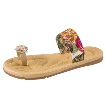 

Summer Slipper Women Non-Slip Sandals Flat Beach shoes Jeweled Sandals Toe Slippers blue red color 36-40 size zapatos обувь new