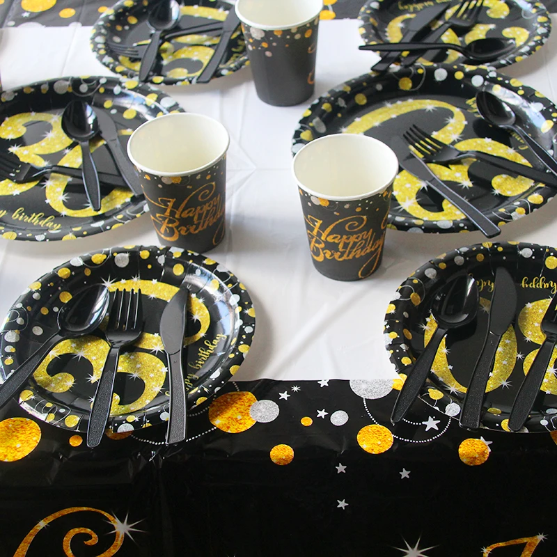 Disposable Tableware 30 40 50 60 Years Anniversary Party Set