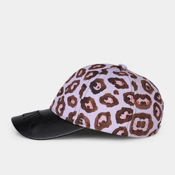 

Diamond 1650 PU Leather Embroidered Leopord Pattern Foreign Trade Baseball Cap Hip Hop Hat Sun-resistant Outdoor snapback Hat