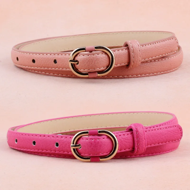 New Women Skinny Belt Thin PU Leather Belt Female Waist Belts Candy