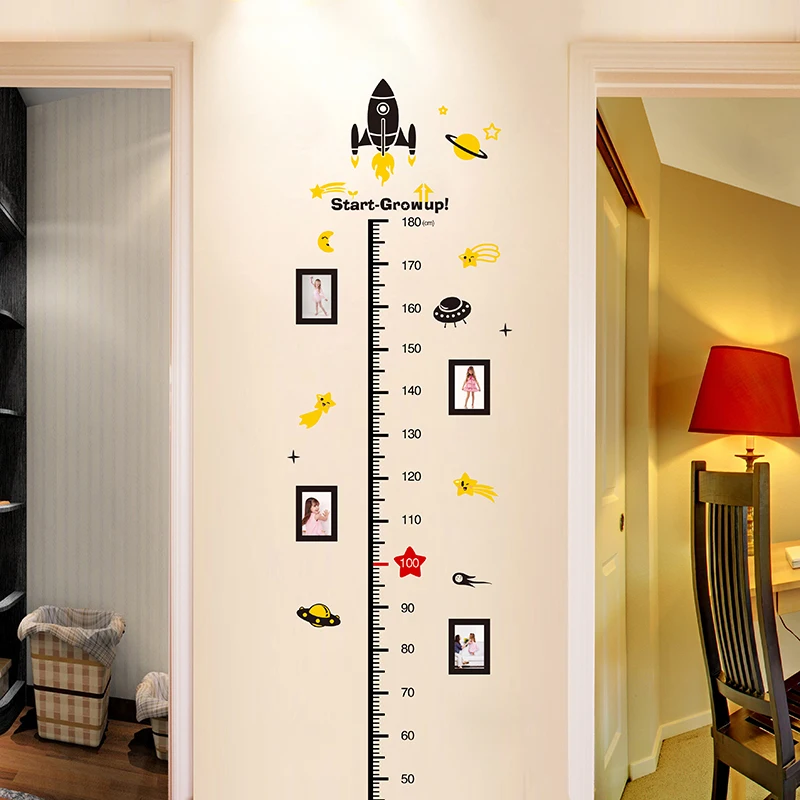 

[SHIJUEHEZI] Height Measure Wall Stickers PVC Material DIY Cartoon Spacecraft Wall Decals for Kids Rooms Baby Bedroom Decoration