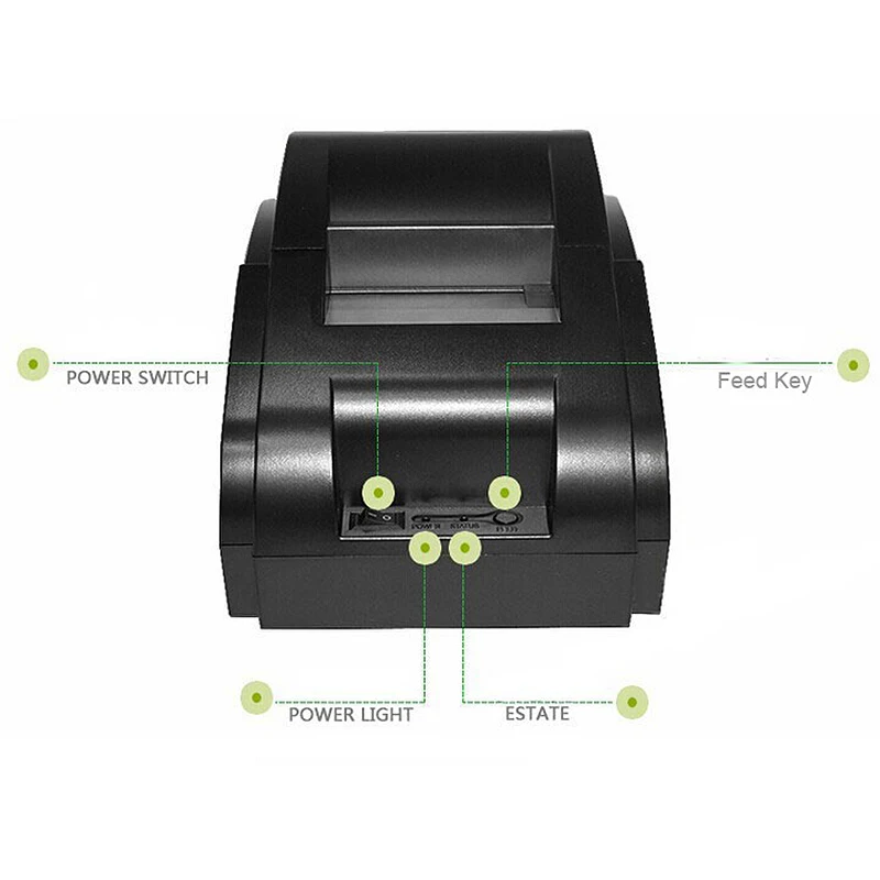 Portable 58Mm Pos Receipt Thermal Printer with Usb Port Low Noise for Windows Printing Bill Receipt Ticket Barcode Eu Plug
