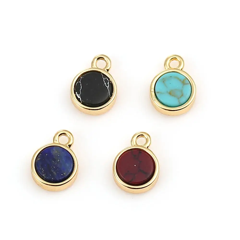 DoreenBeads подвески из меди и смолы круглые золотые зеленые синие имитация камня