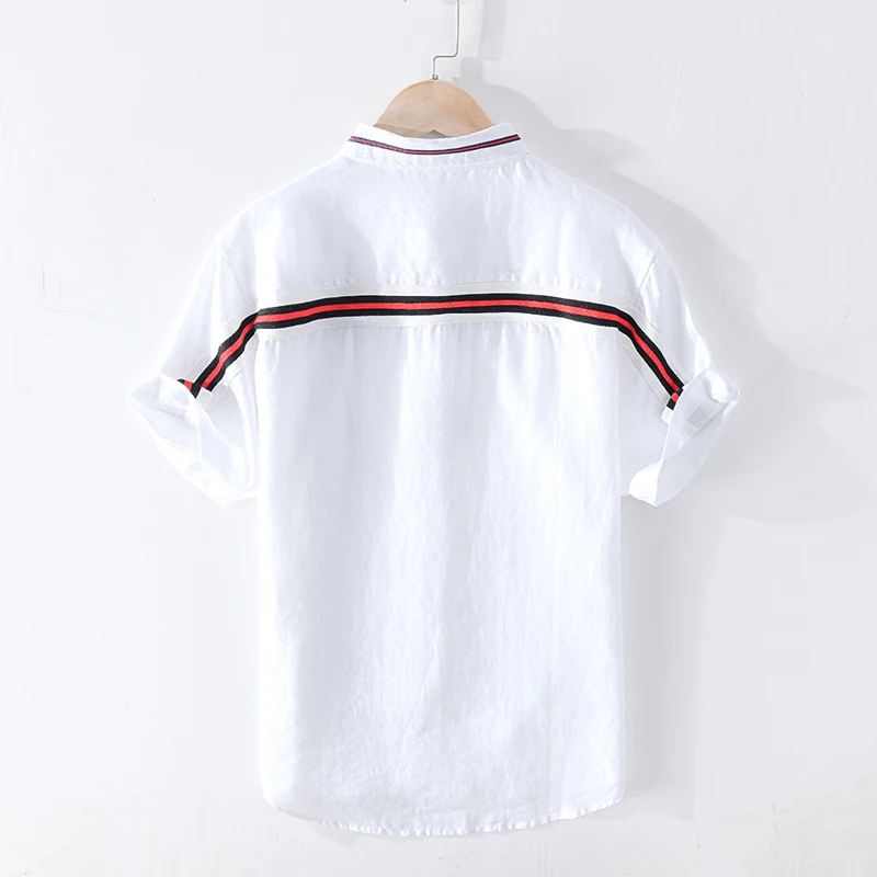 100% Pure Linen Summer Striped Shirts For Men Short Sleeve Fashion Shirt Man Casual Turn-down Collar Tops Y2448 100% Pure Linen Summer Striped Shirts For Men Short Sleeve Fashion Shirt Man Casual Turn-down Collar Tops Y2448